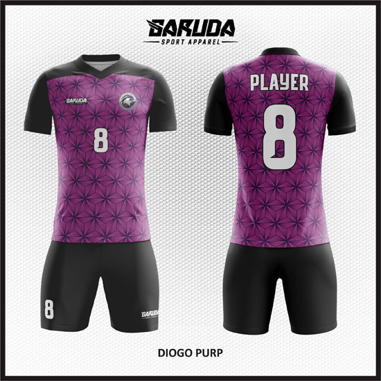desain kostum futsal keren warna hitam ungu